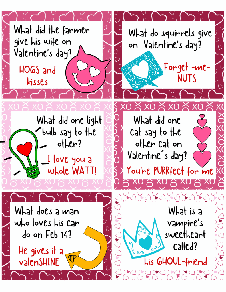 printable valentine's day lunchbox jokes - views from a step stool